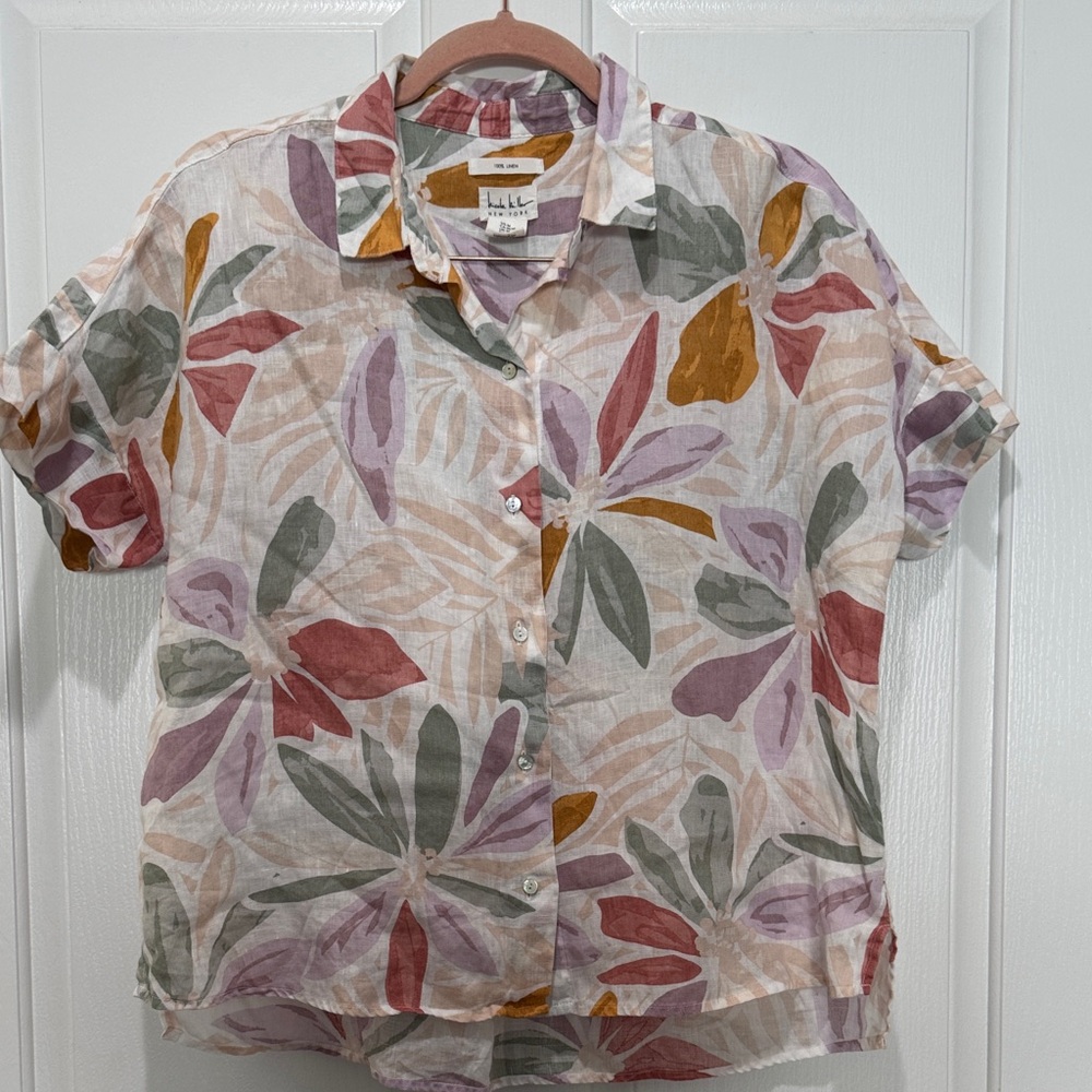 Nicole Miller Multicolor Linen Shirt